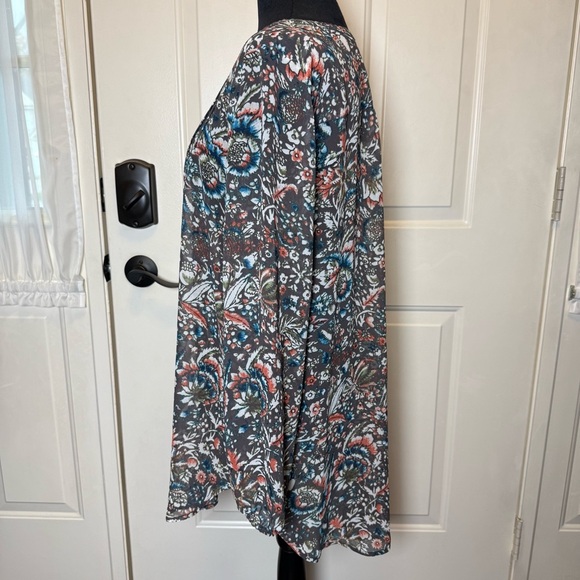 Ann Taylor LOFT Brown Rustic Floral Tunic Blouse Sz M - Picture 2 of 12